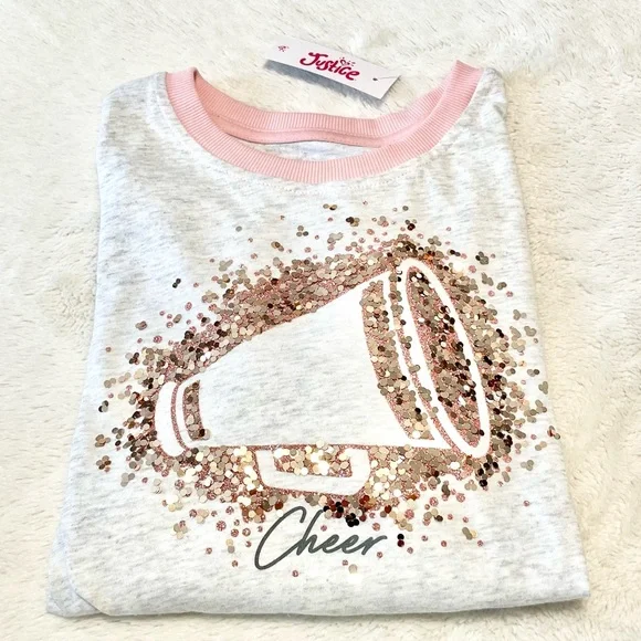 🆕Girls Justice Sequin CHEER Graphic Long Sleeve Tee - Picture 12 of 13
